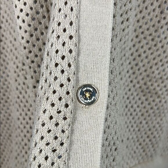 Michael Kors Cream Cardigan Sweater V-Neck Ribbed - Picture 3 of 7